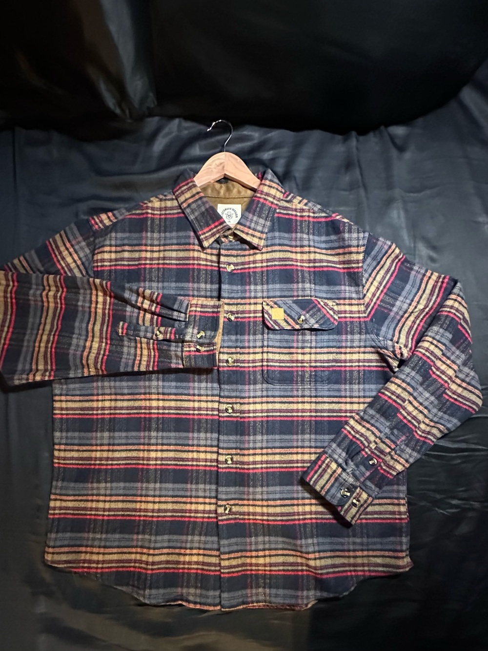 Dubinik 2XL Plaid Flannel Shirt Blue Tan Red Heavyweight Like New